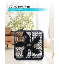 Black+Decker 20” Box Fan with 3 Speed Settings, Powerful 80W Motor, 5-Blade Box Fan with Carry Handle, Black