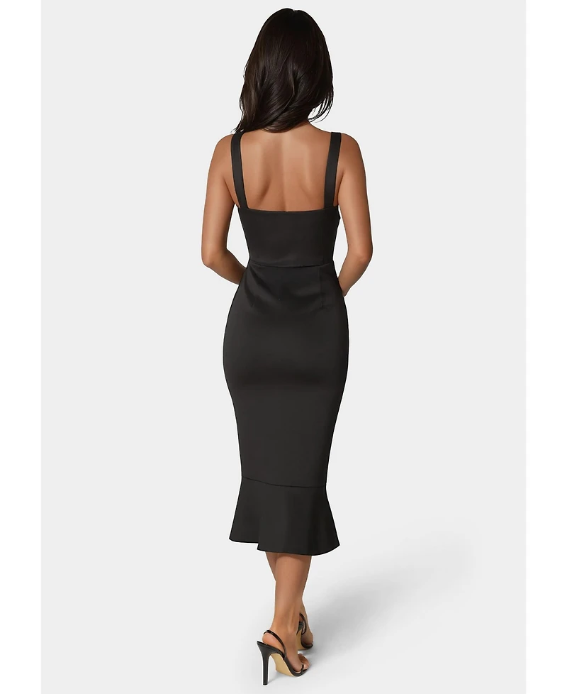 Bebe Women's Scuba Bustier Ruffle Wrap Dress