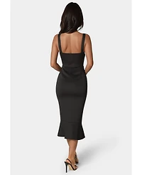 Bebe Women's Scuba Bustier Ruffle Wrap Dress