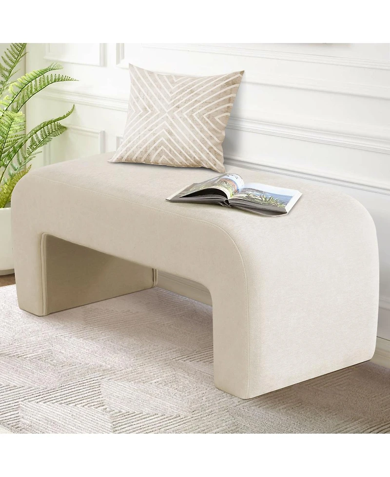 47" Velvet Upholstered Waterfall Bench, Modern Bed Bench for Living Room or Entryway-Maison Boucle