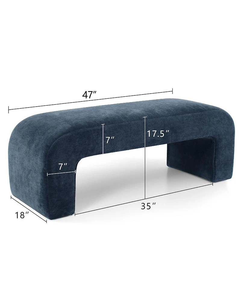 47" Velvet Upholstered Waterfall Bench, Modern Bed Bench for Living Room or Entryway-Maison Boucle