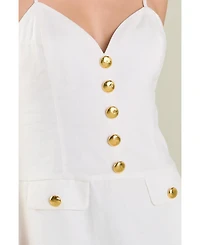 endless rose Women's Linen Buttoned Midi Dress