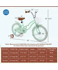 18 Inch Kids Bike with Adjustable Seat and Bell for Kids 3-8 Years Olds