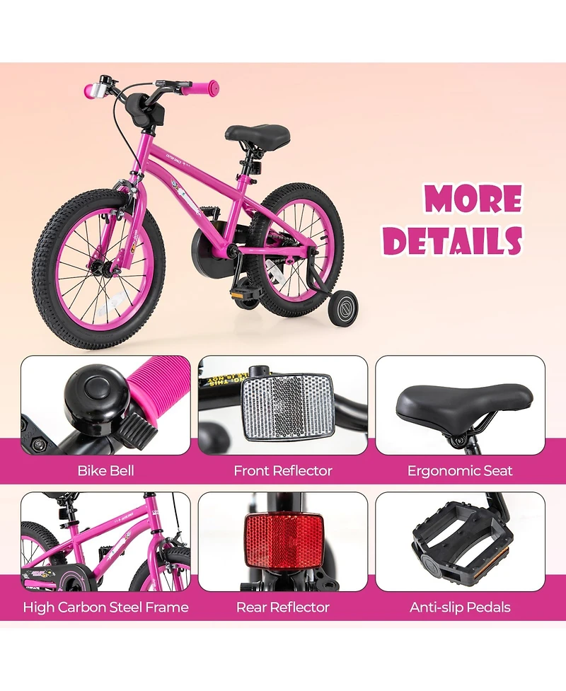 16-Inch Kids Bike Sport Bicycle for 4-7 Years Old with Adjustable Seat and Reflectors