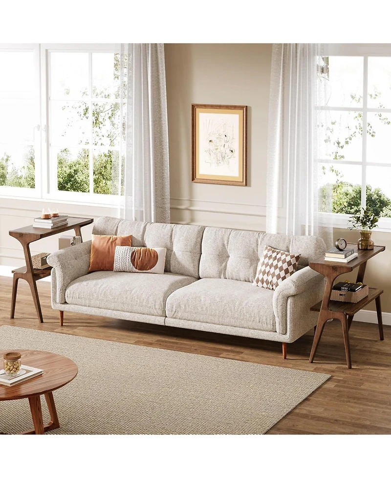 Tribesigns Set of 2 Narrow Side Table for Living Room, Farmhouse Slim End Table with Storage Shelves, for Bedroom, Small Spaces, Easy Assembly