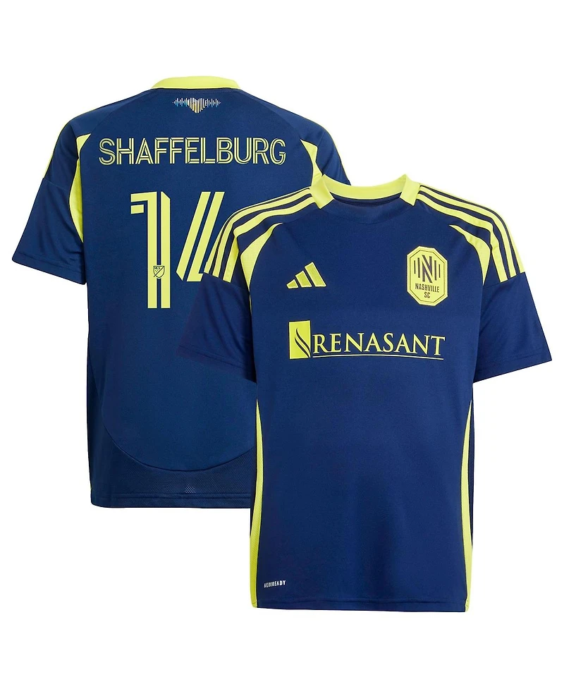 Adidas Big Boys and Girls Jacob Shaffelburg Navy Nashville Sc 2025 The Heart of Kit Replica Player Jersey