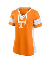 Fanatics Women's Tennessee Orange Volunteers Unmasked Hero Block Party Athena Lace-Up Top