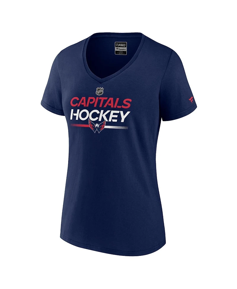 Fanatics Women's Navy Washington Capitals Authentic Pro V-Neck T-Shirt