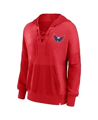 Fanatics Women's Red Washington Capitals Breakout Lace-Up Pullover Hoodie