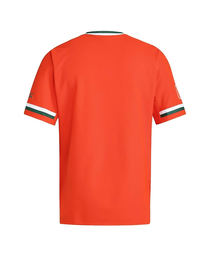 Adidas Men's Orange Miami Hurricanes V-Neck Baseball Jersey