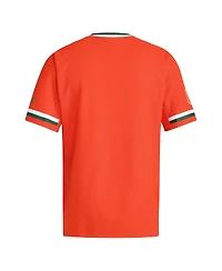 Adidas Men's Orange Miami Hurricanes V-Neck Baseball Jersey