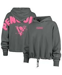 '47 Brand Women's Gray Pittsburgh Penguins Bright Side Venice Cropped Pullover Hoodie