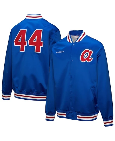 Mitchell & Ness Men's Hank Aaron Royal Atlanta Braves Legends Collection Vintage Satin Full-Snap Jacket
