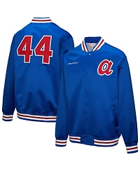 Mitchell & Ness Men's Hank Aaron Royal Atlanta Braves Legends Collection Vintage Satin Full-Snap Jacket