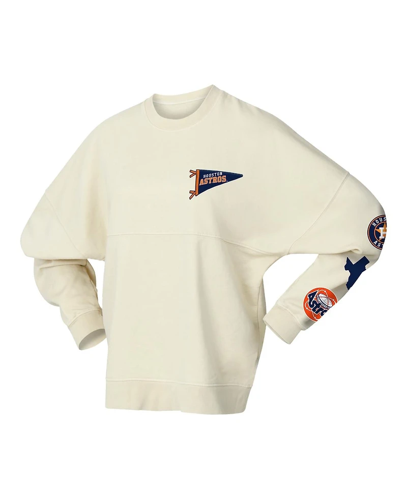 Fanatics Women's Tan Houston Astros Pennant Flag Branded Fleece Pullover Sweatshirt