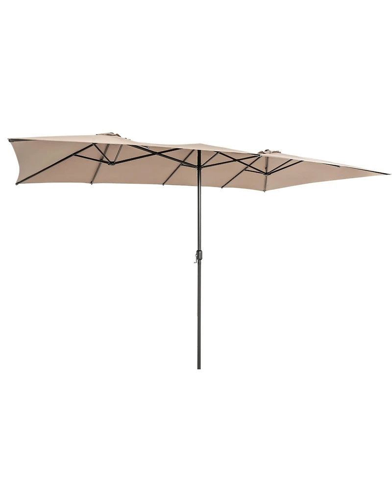 Gymax 15FT Double-Sided Market Umbrella Large Crank Handle Vented Twin Patio