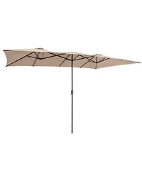 Gymax 15FT Double-Sided Market Umbrella Large Crank Handle Vented Twin Patio