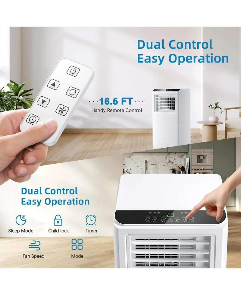 8000 Btu 3-in-1 Portable Air Conditioner for 250 Sq.ft with Remote Control