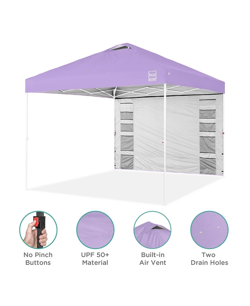 Best Choice Products 10x10ft Easy Setup Pop Up Canopy, Portable Tent w/ Side Wall, 1-Button Push