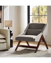 Elias Modern Accent Sloped Armrests Chair with Solid Wood Legs and A Lumbar Pillow