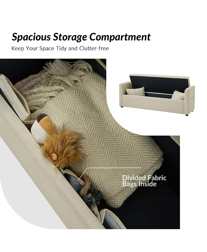 Gema Modern Storage Bench with Two Pillows and Pocket