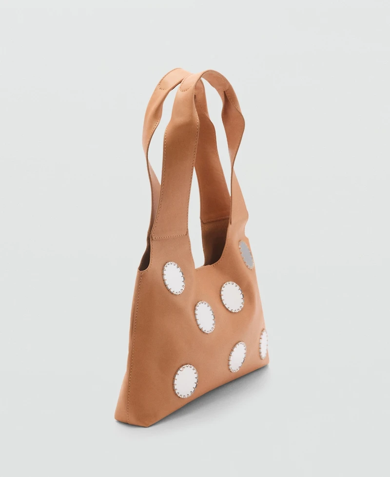 Mango Women's Mirror Details Leather Shoulder Bag