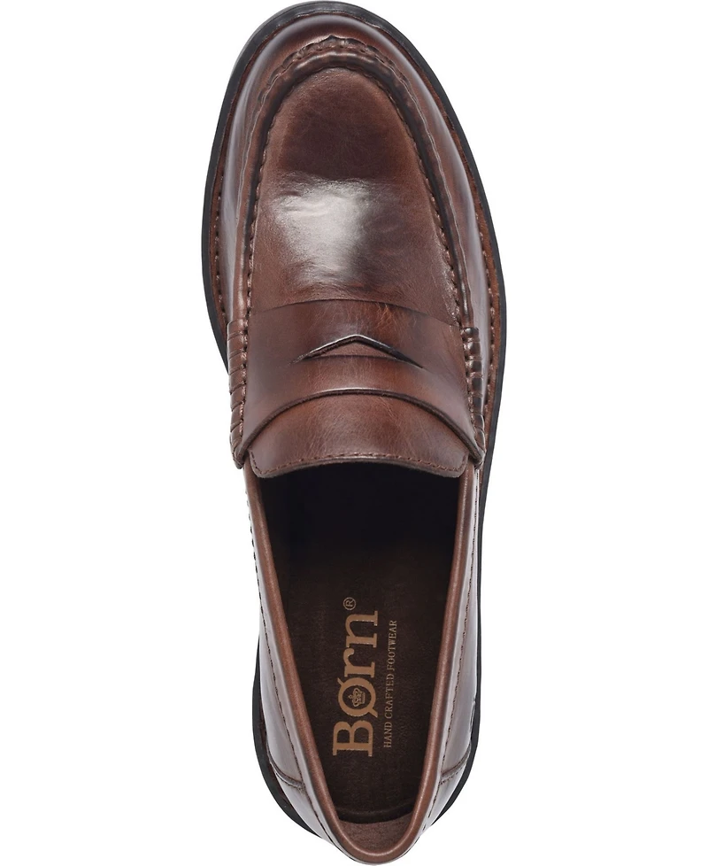Born Men's Langley Leather Slip On Penny Loafers