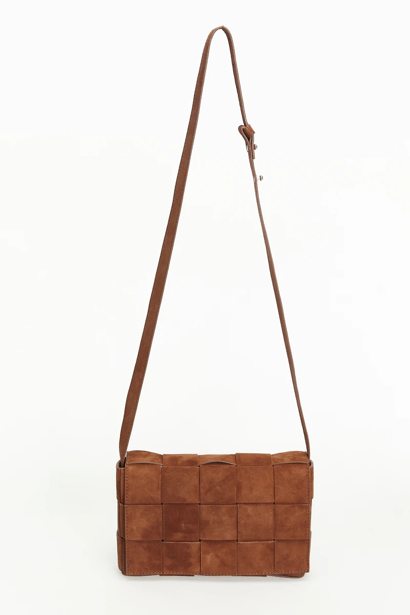 Women's Woven Suede Shoulder Bag, Created for Macy's