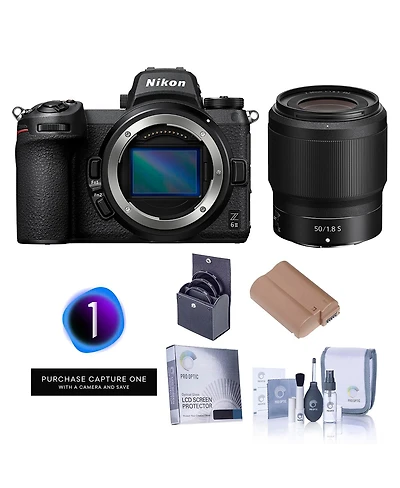 Nikon Z 6II Mirrorless Camera with 1.8 S Lens,Camera Bundle Prepaid Subscription, Lithium-Ion Battery Pack,Filter Kit with Uv,Glass Screen Protector f