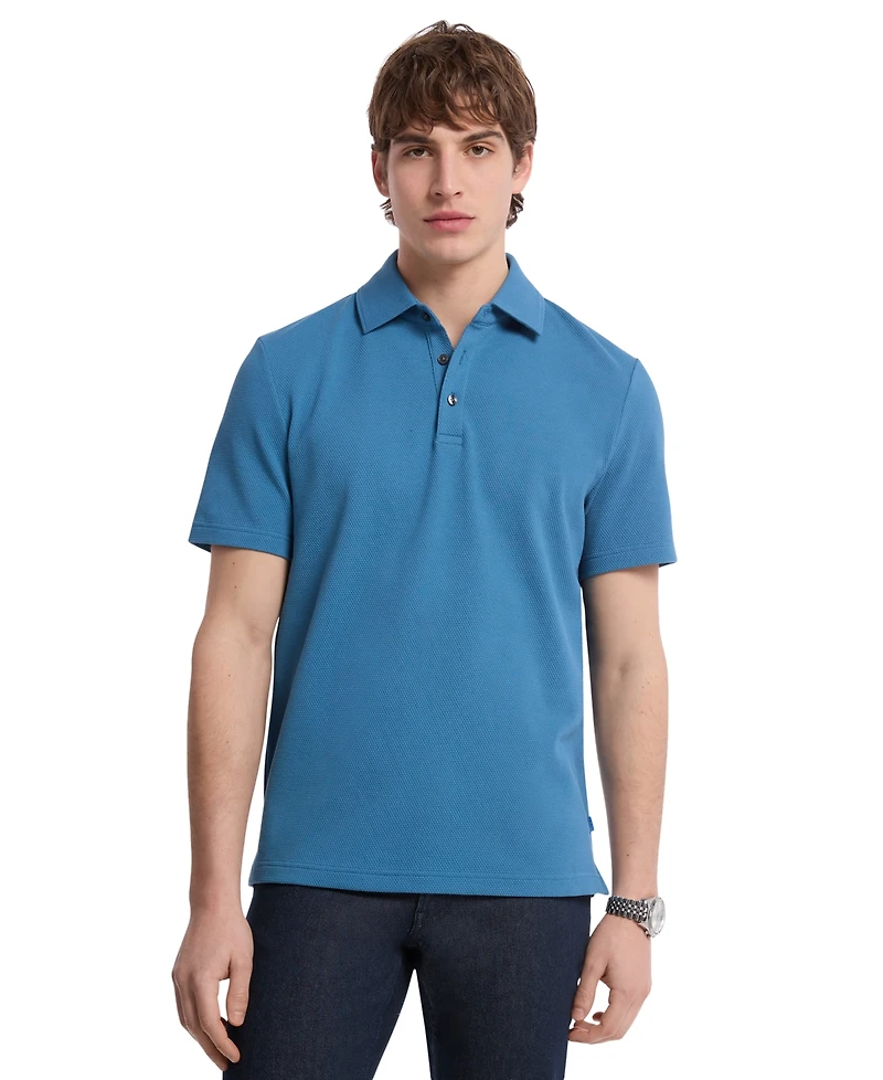 Michael Kors Men's Short Sleeve Bubble Knit Polo Shirt