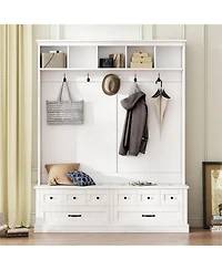 Streamdale Chic 3-in-1 Entryway Bench with Lift Top Storage, Coat Rack, and 5 Hooks