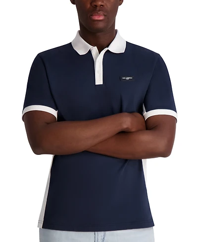 Karl Lagerfeld Paris Men's Color Block Pique Polo Shirt