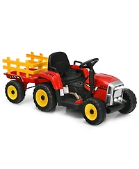 12V Ride on Tractor with 3-Gear-Shift Ground Loader for Kids 3+ Years Old