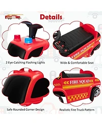 Kids Push Ride On Fire Truck with Ladder Bubble Maker and Headlights