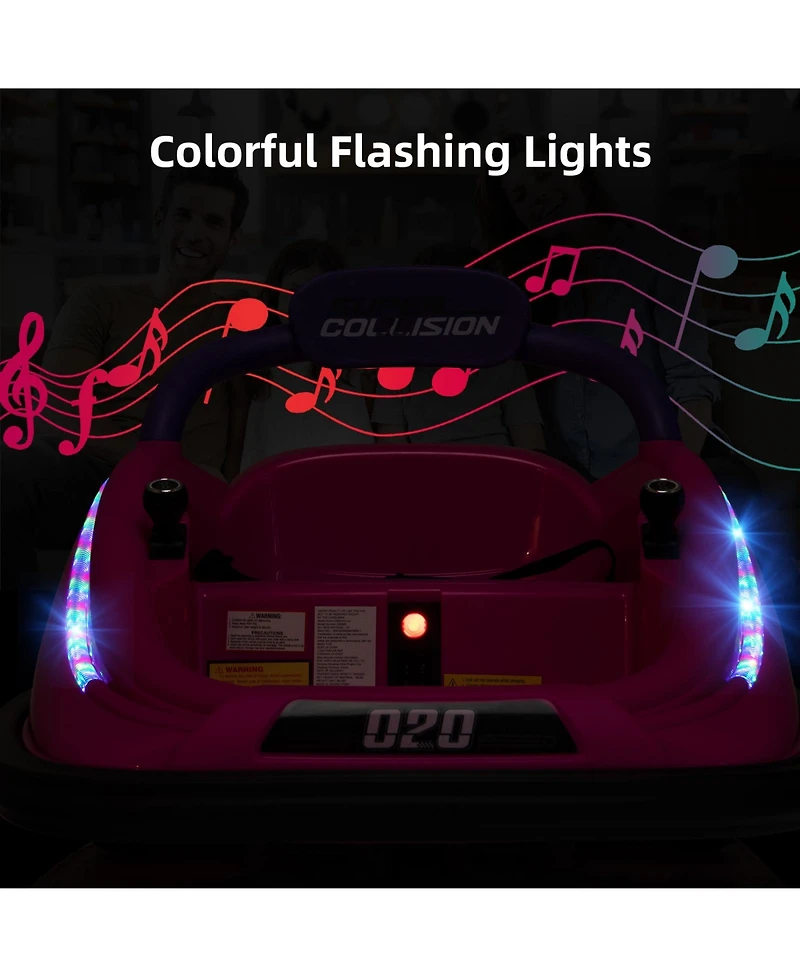 12V Kids Bumper Car Ride on Toy with Remote Control and 360 Degree Spin Rotation