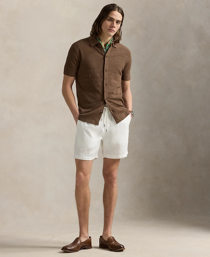 Polo Ralph Lauren Men's Textured Cotton-Linen Shirt Sweater