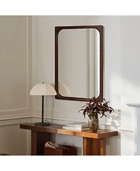 LuxenHome Rubberwood Frame Rectangle 35-Inch Tall Wall Mirror, Accent and Vanity