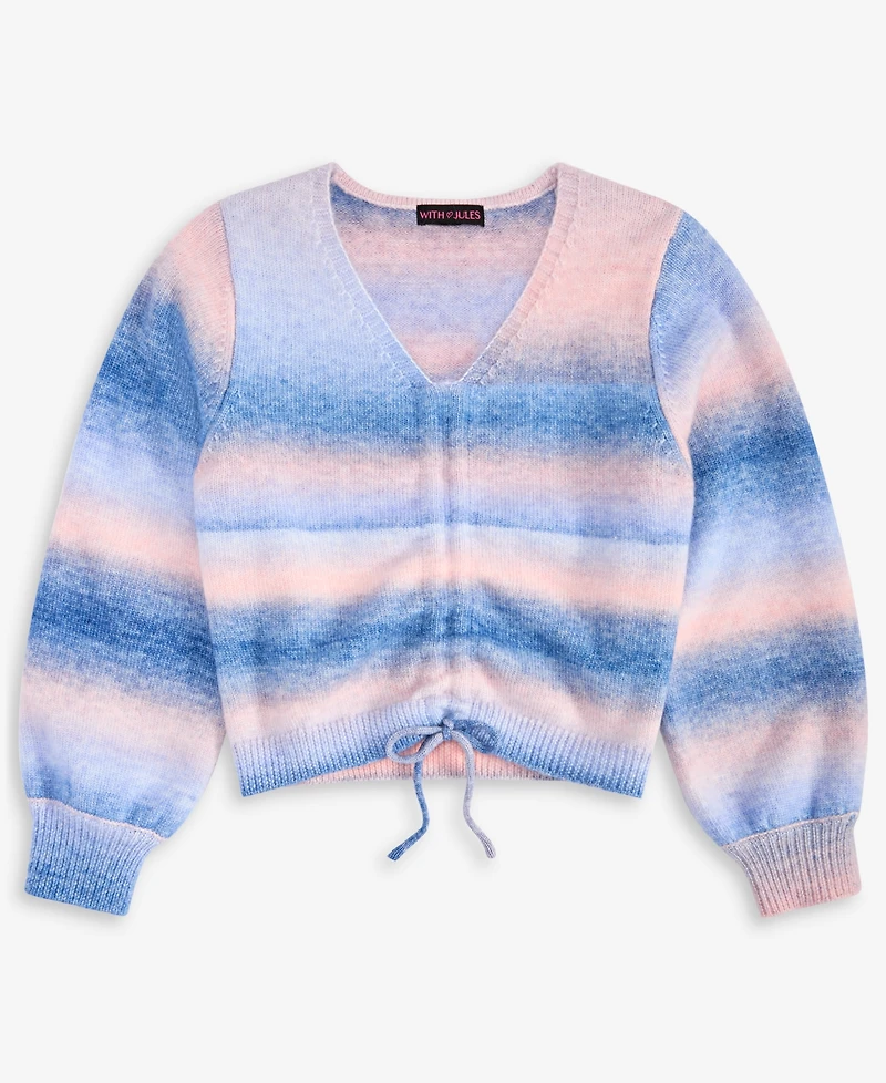 With Jules Big Girls Drawstring Rainbow Sweater