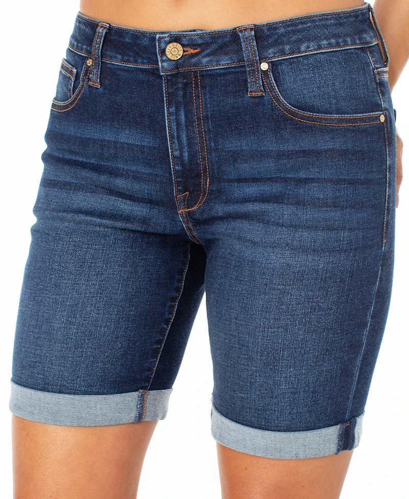 Celebrity Pink Juniors' Cuffed Hem Bermuda Denim Shorts