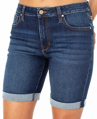 Celebrity Pink Juniors' Cuffed Hem Bermuda Denim Shorts