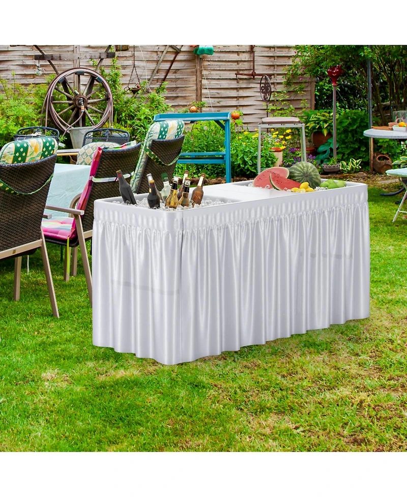 5 Ft Folding Ice Cooler Table with Double Sinks for Camping Party Picnic Wedding