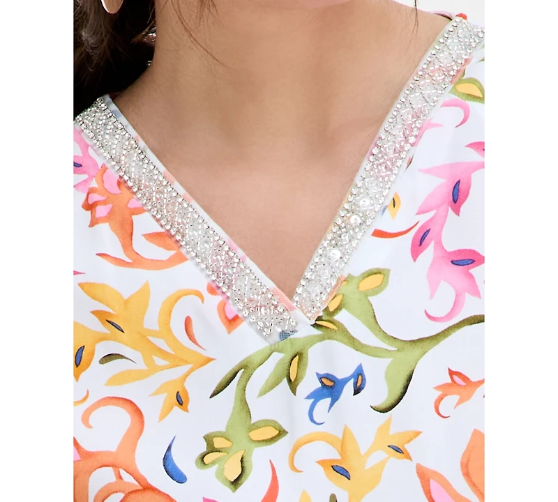 Jm Collection Women's Printed Embellished Top, Exclusively at Macy's
