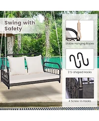 2-Person Outdoor Hanging Chair with Ropes