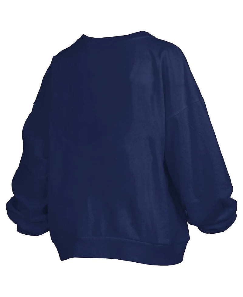 Pressbox Women's Navy UConn Huskies 2025 Ncaa Women's Basketball National Champions Janice Oversized Fleece Pullover Sweatshirt