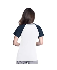 G-iii 4Her by Carl Banks Women's White/Navy New York Yankees Ball Park Raglan V-Neck T-Shirt