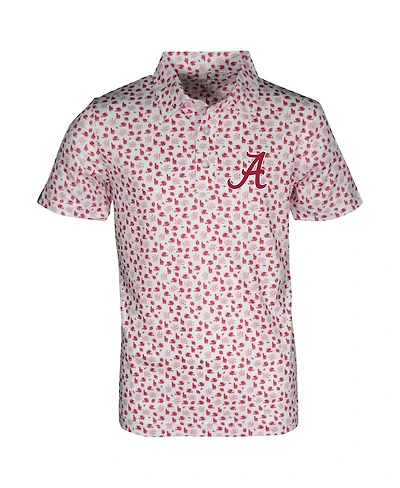 Garb Big Boys and Girls White Alabama Crimson Tide Earnest Allover Print Polo Shirt