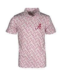 Garb Big Boys and Girls White Alabama Crimson Tide Earnest Allover Print Polo Shirt