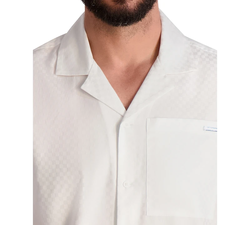 Karl Lagerfeld Paris Men's Textured Tonal Checkered Shirt