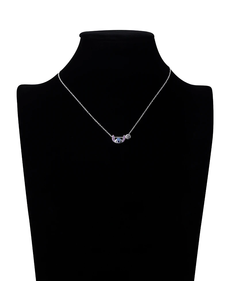 Disney Cubic Zirconia Stitch Basketball Charm Necklace