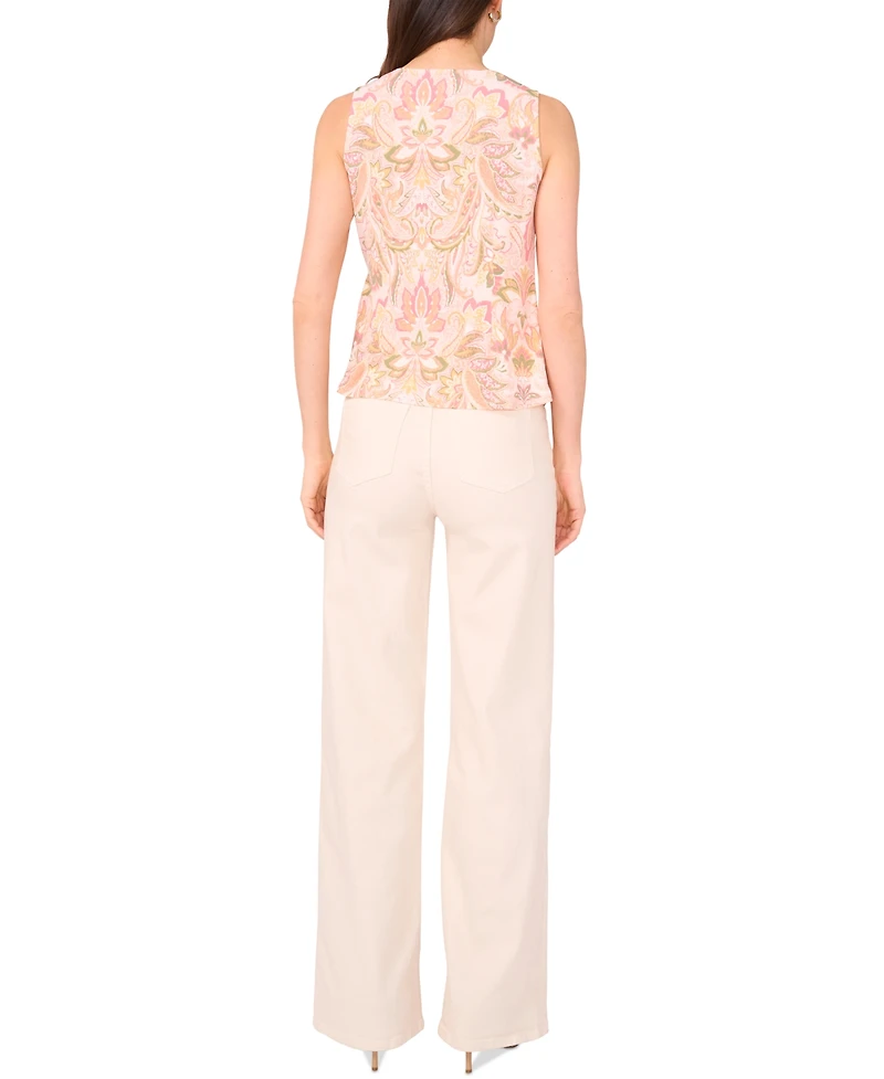 Sam & Jess Petite Paisley Side-Tie Cowlneck Top
